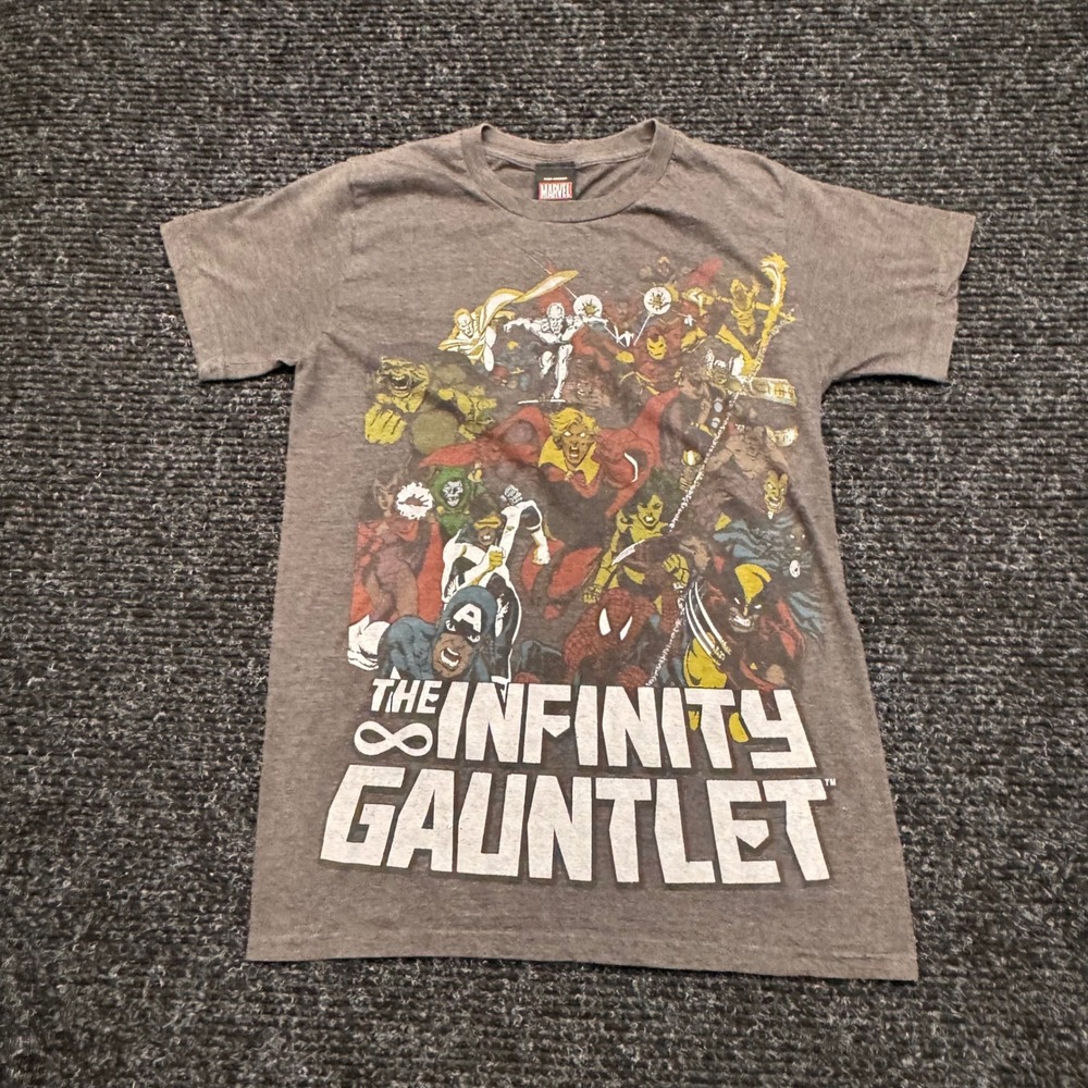 Marvel Mad Engine Infinity Gauntlet Graphic T-Shirt Charcoal Grey Mens‎ Small